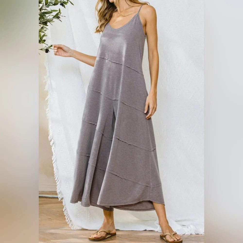 #297 BOHO CHIC WIDE LEG SIDE POCKETS JUMPSUIT - Picture 9 of 15